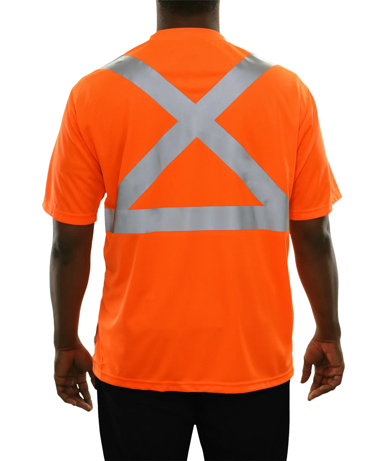 102SXOR ANSI Orange Birdseye Pocket X-Back High Visibility Safety Shirt