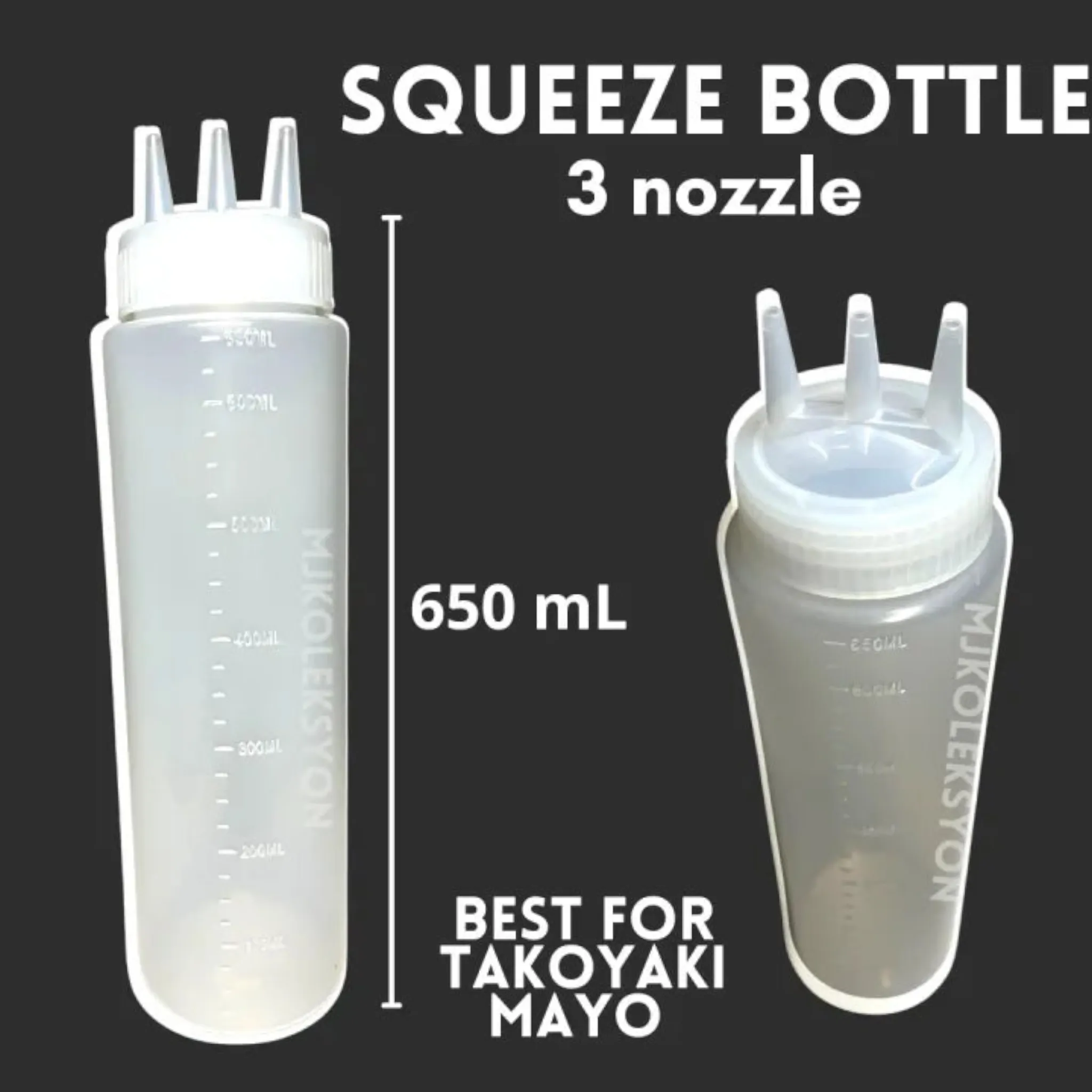 650ml 3-Hole Sauce Condiment Plastic Bottle with Measurements