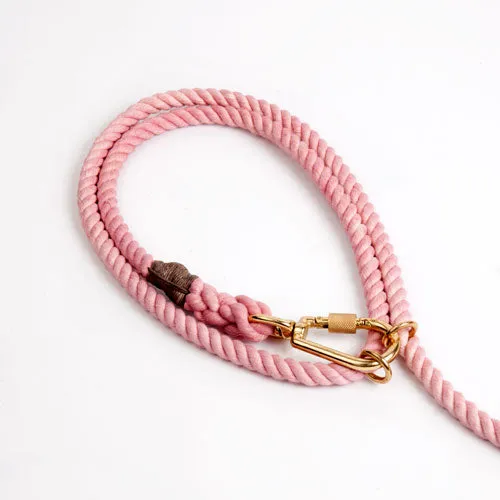 Adjustable Rope Dog Lead in Blush