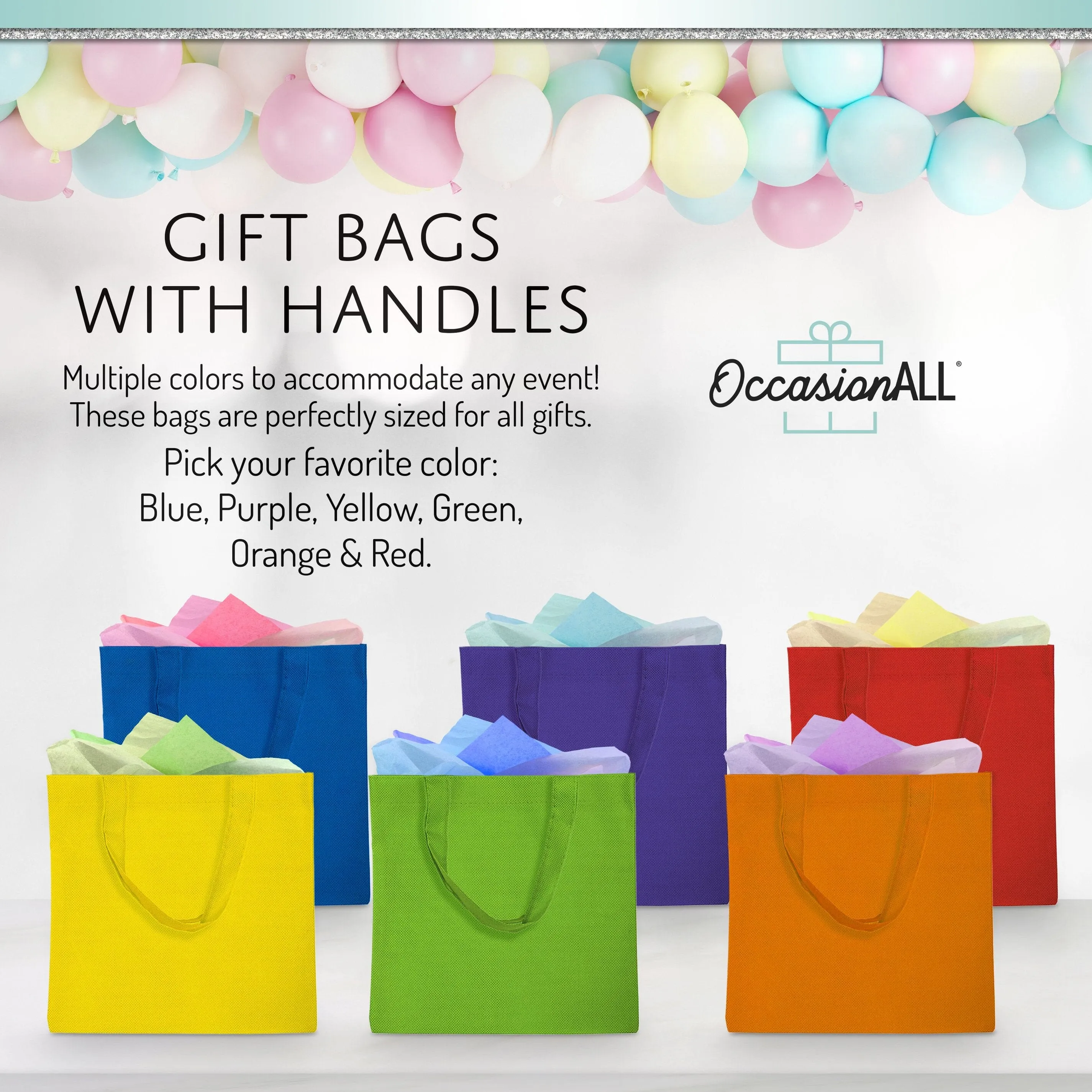 Assorted Color Square Fabric Bags with Handles