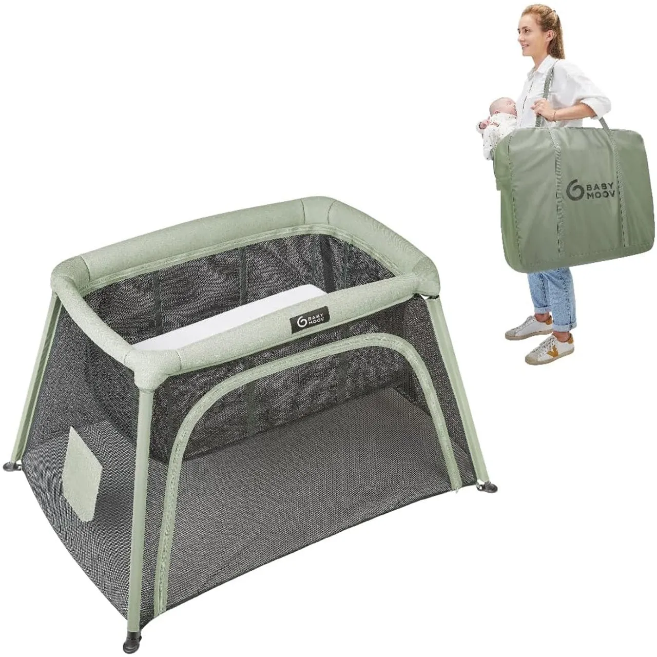 Optimized Title: Babymoov Moov & Comfy 3-in-1 Lightweight Portable Travel Crib for Infants