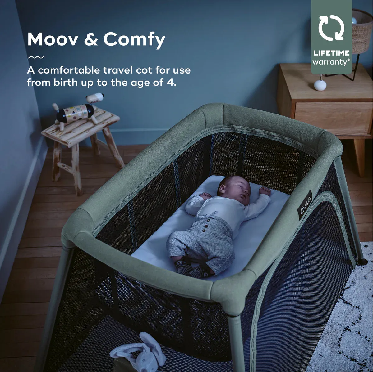 Optimized Title: Babymoov Moov & Comfy 3-in-1 Lightweight Portable Travel Crib for Infants