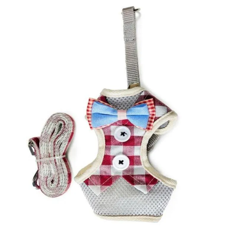 Cat Harness Vest Set Adjustable With Bow And Leash