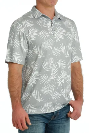 Cinch Gray/White Tropic Print ArenaFlex Polo Shirt for Men