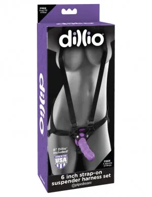 Dillio 6 Strap On Suspender Harness Set Purple "