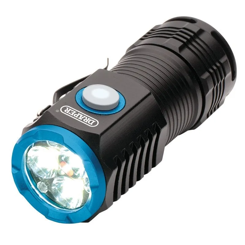 Draper Led Rechargable Pocket Torch 3 x 8W, 1800 Lumens With USB Cable