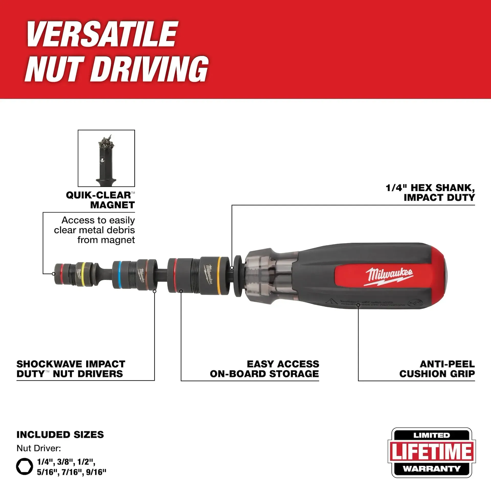 Driver - Milwaukee Multi-Nut Driver W/ SHOCKWAVE Impact Duty™ (flip) Magnetic Nut Drivers, 48-22-2921