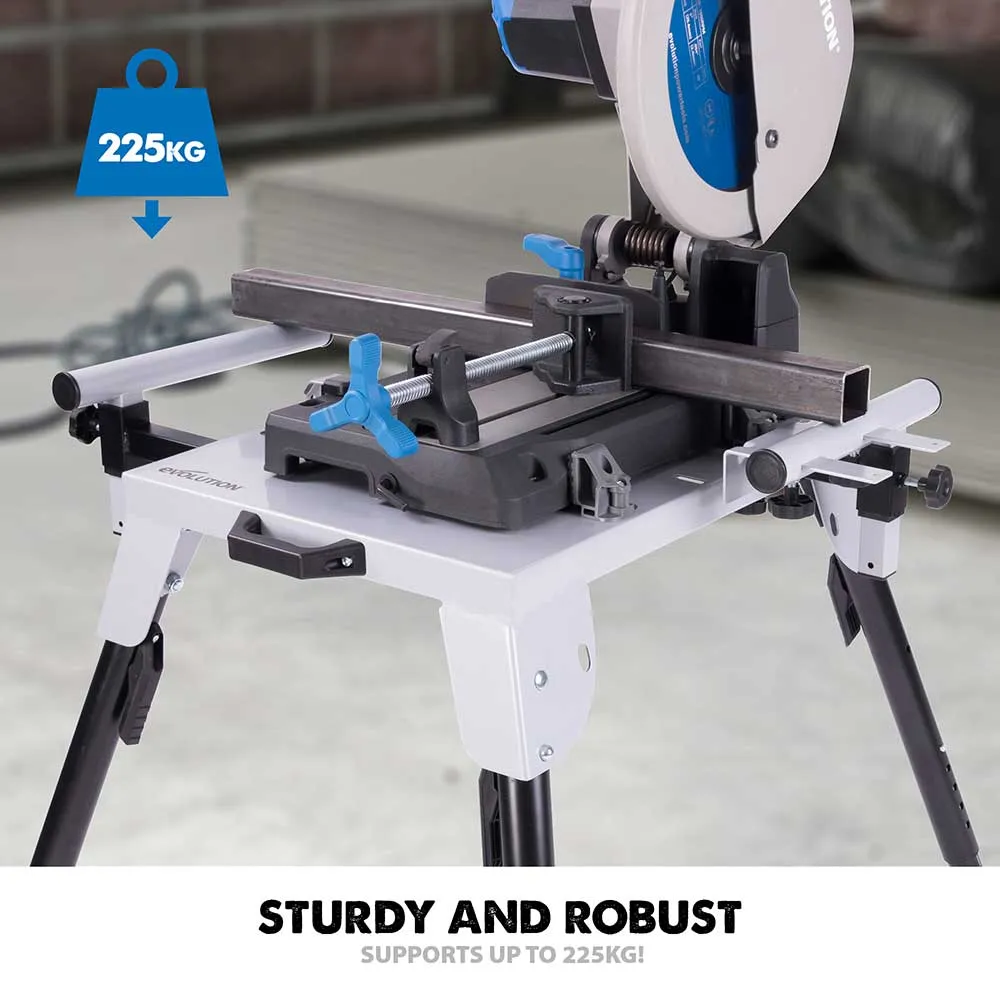 Evolution S355CPS 355mm Metal Cutting Chop Saw  Extra Blade   Chop Saw Stand Bundle