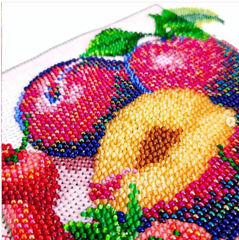 FRUITS, Counted Cross-Stitch Kit, Beadwork kit, Mixed Technique, 14 count Aida, size 23 x 23 cm, Charivna mit | Momentos Magicos (M-72)