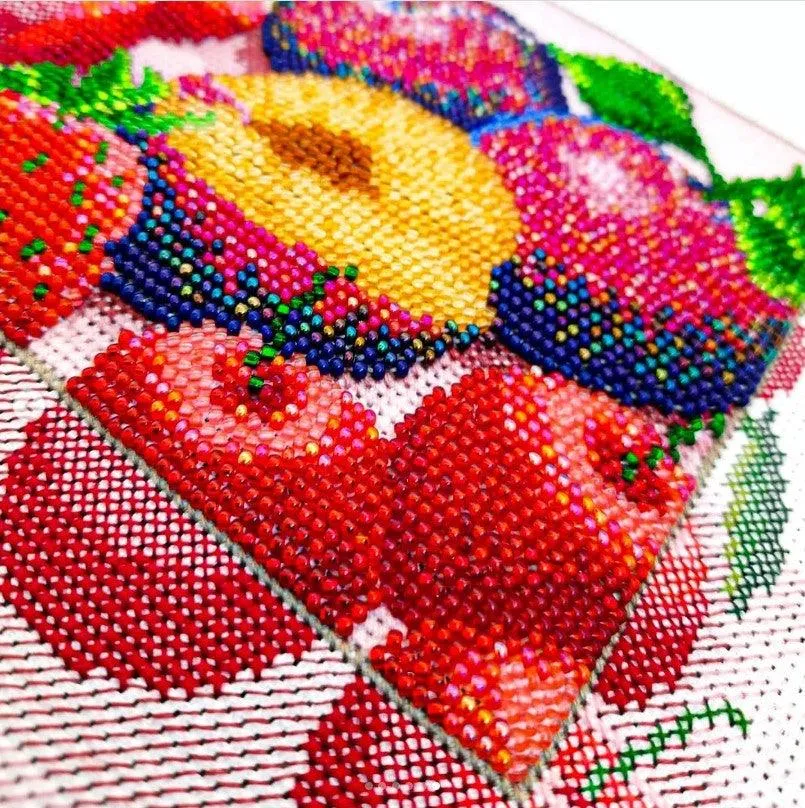 FRUITS, Counted Cross-Stitch Kit, Beadwork kit, Mixed Technique, 14 count Aida, size 23 x 23 cm, Charivna mit | Momentos Magicos (M-72)