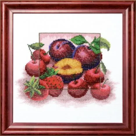 FRUITS, Counted Cross-Stitch Kit, Beadwork kit, Mixed Technique, 14 count Aida, size 23 x 23 cm, Charivna mit | Momentos Magicos (M-72)