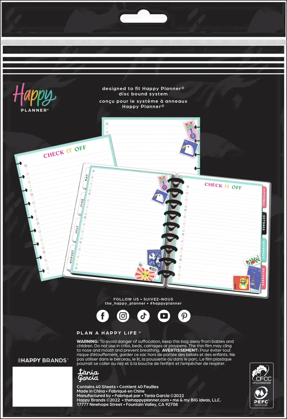 Happy Planner x Tània Garcia Bright Travels - Bullet List Classic Filler Paper - 40 Sheets