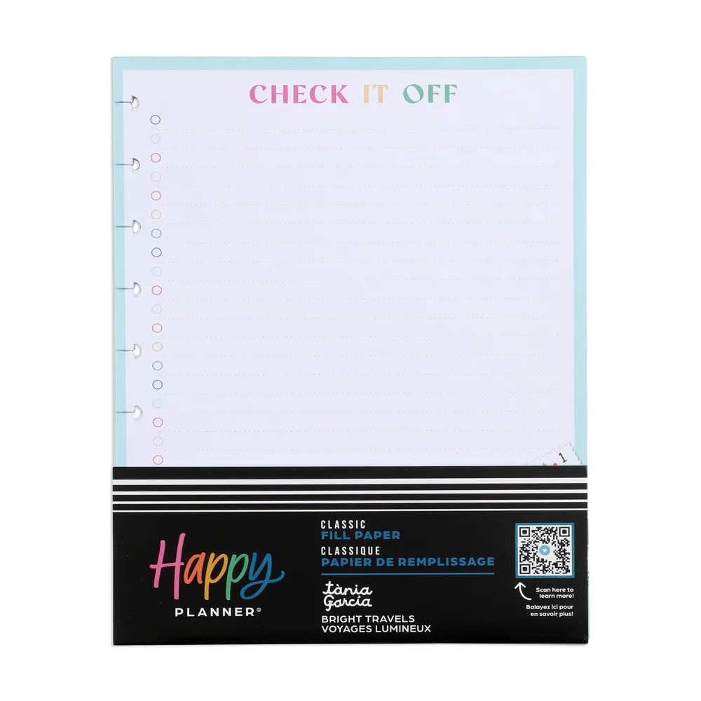 Happy Planner x Tània Garcia Bright Travels - Bullet List Classic Filler Paper - 40 Sheets