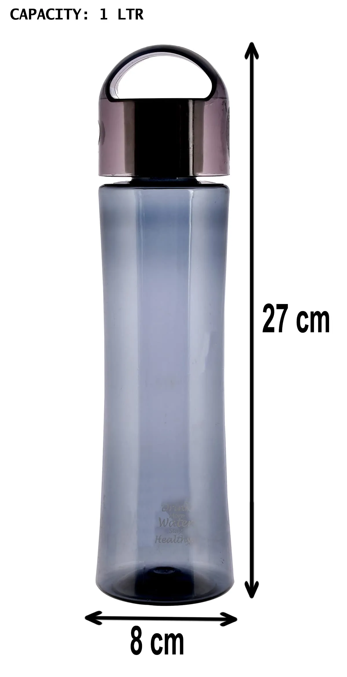 Heart Home Plastic Water Bottle- 1 Litre (Grey)