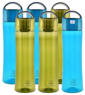 Heart Home Unbreakable BPA & Leak Free Plastic Water Bottle-1 Litre, Pack of 6 (Green & Blue)