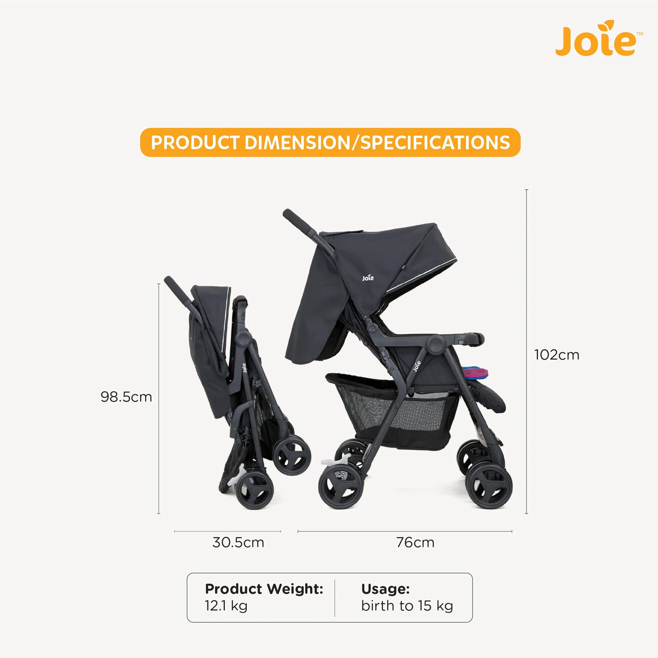 Joie Stroller Aire Twin (Birth to 36 Months) - Distressed Box