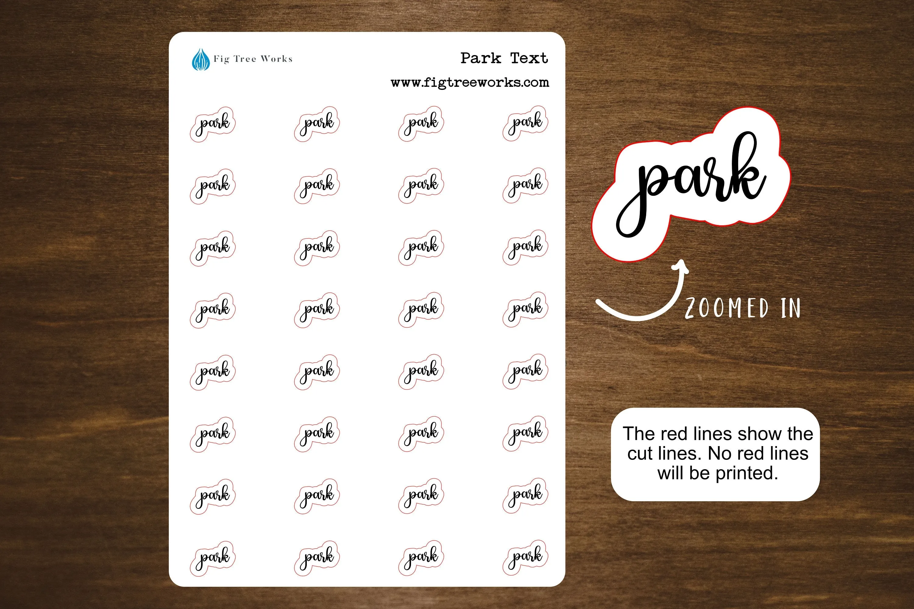 Park Script Stickers | Park Text | Kiss Cut, Matte Finish for Planners, Journals, and Notebooks | Mini Scripts