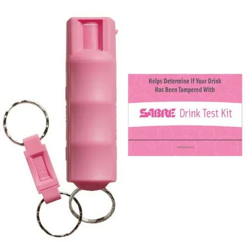 Pink Key Case Pepper Spray and Drink Test Kit