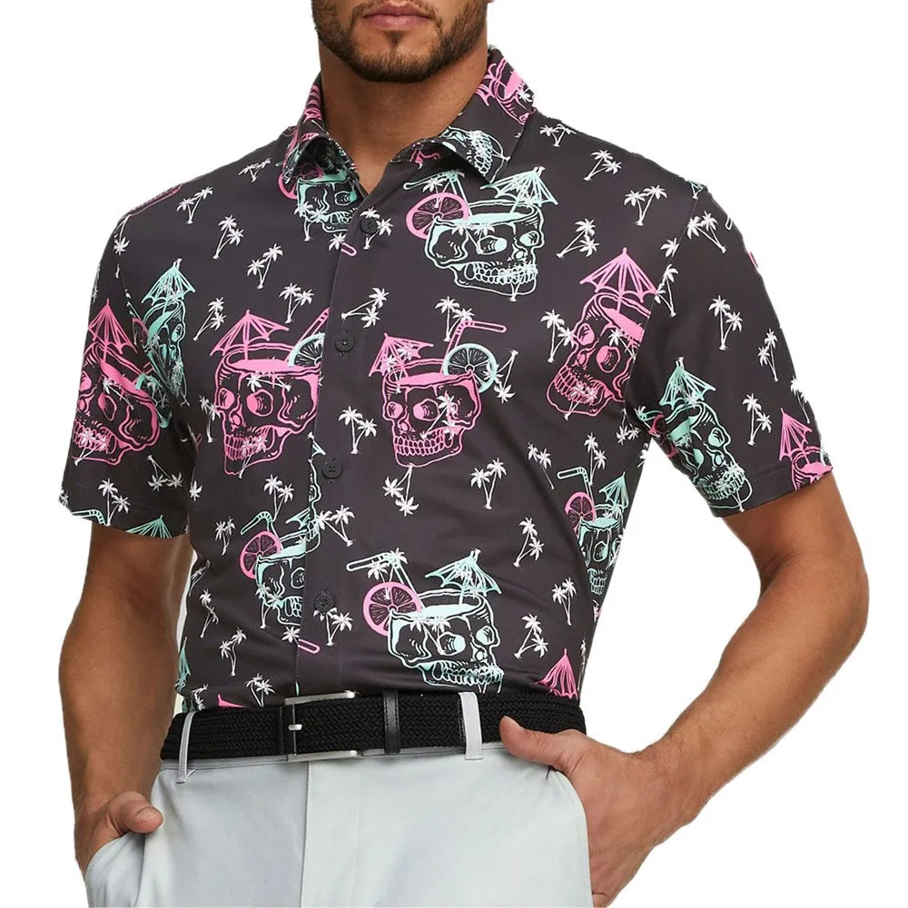 Puma Mattr Tropi-cool Golf Polo Shirt - Puma Black/Pink Mist