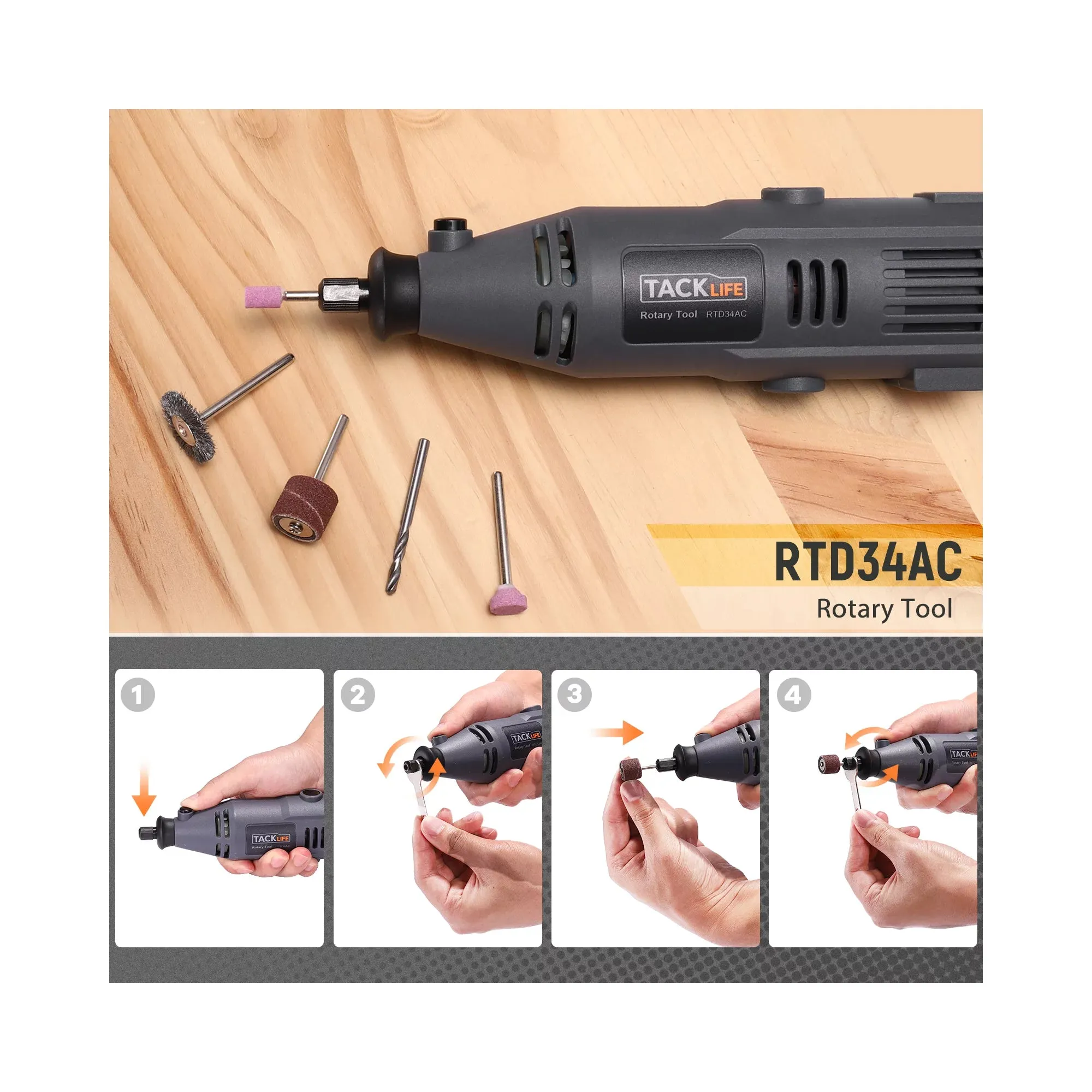 Rotary Tool With Flex Shaft, 135W Power Variable Speed