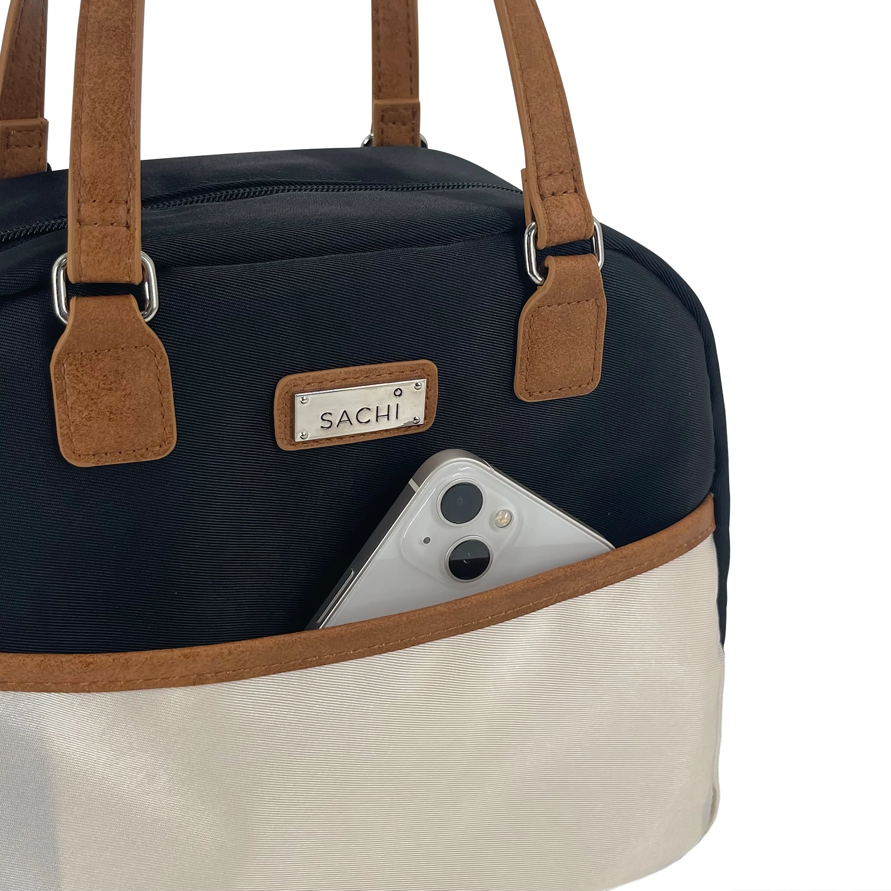 Sachi Insulated Cali Lunch Bag - Black & Cream