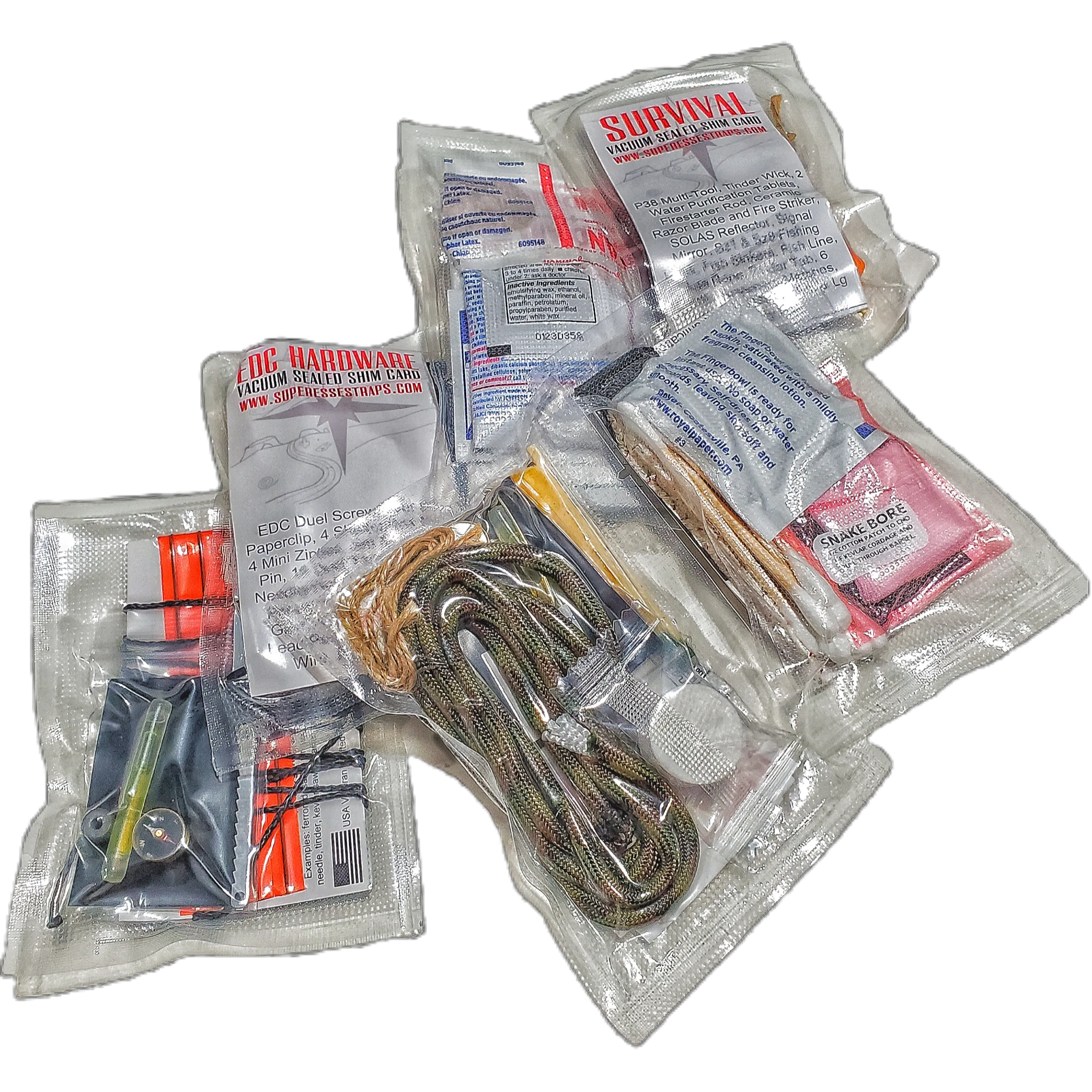 Shim Personal Survival Cards - Wallet Size Vacuum Sealed Survival Packets