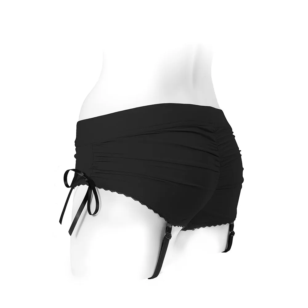 SpareParts Sasha Cinch Booty Short Harness Black Size 2XL