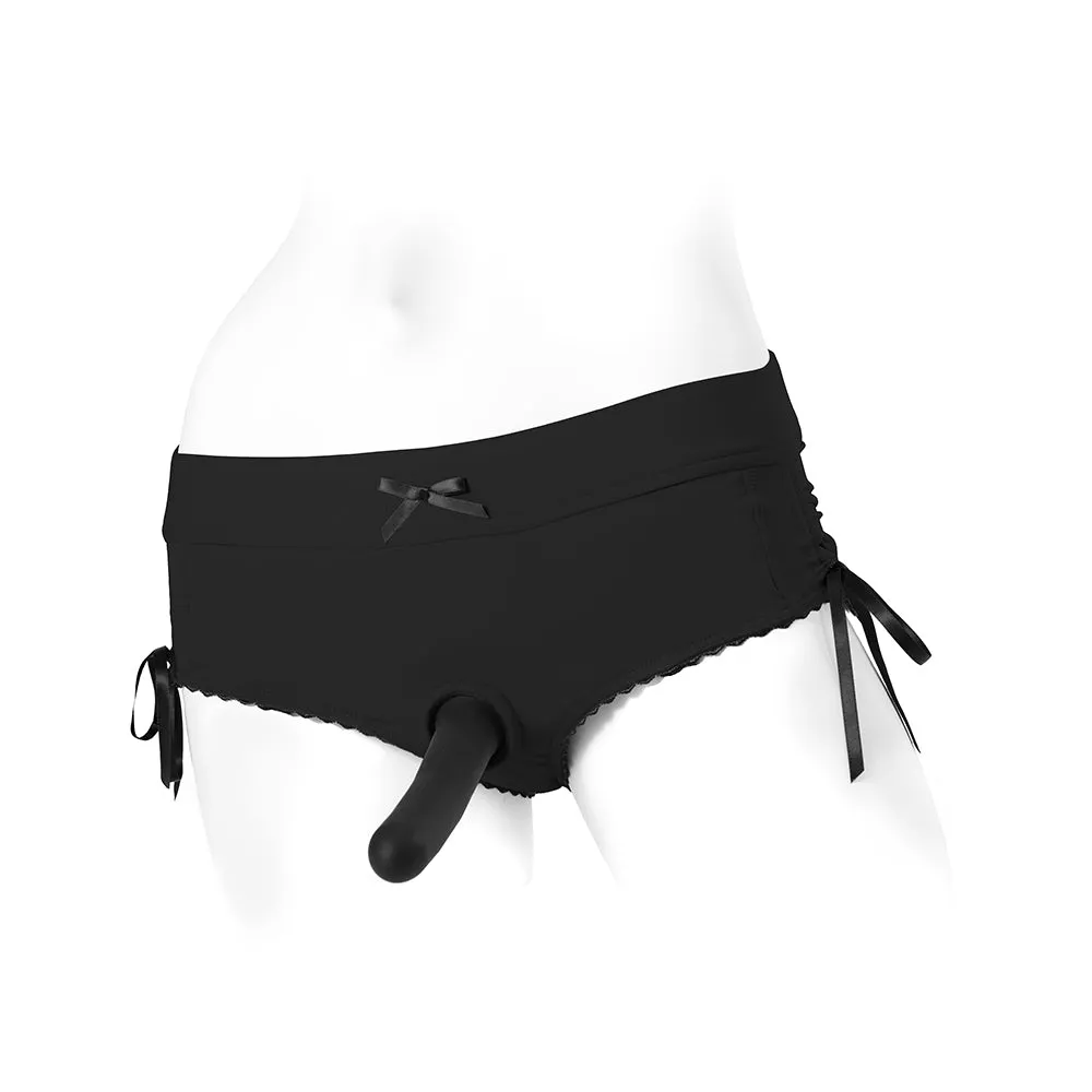 SpareParts Sasha Cinch Booty Short Harness Black Size 2XL