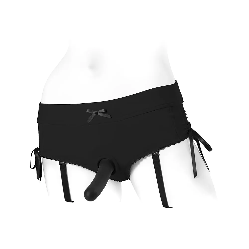 SpareParts Sasha Cinch Booty Short Harness Black Size 2XL