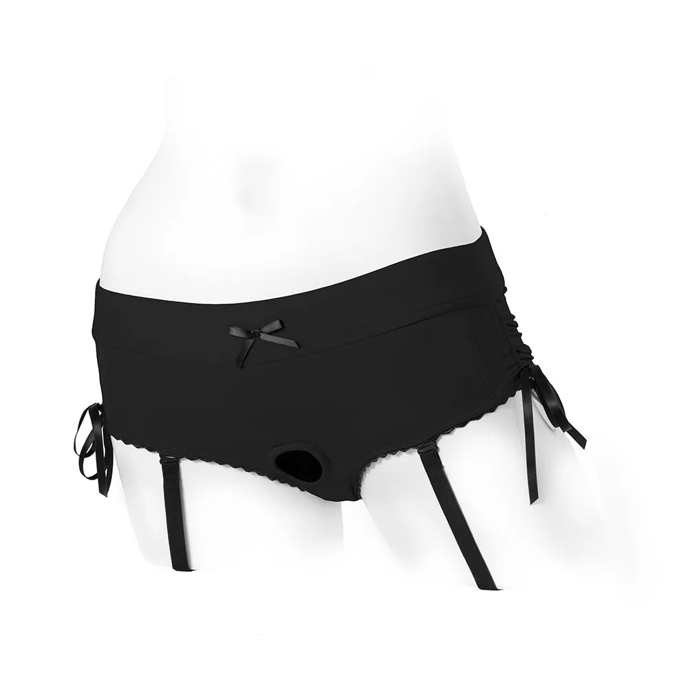 SpareParts Sasha Cinch Booty Short Harness Black Size 2XL