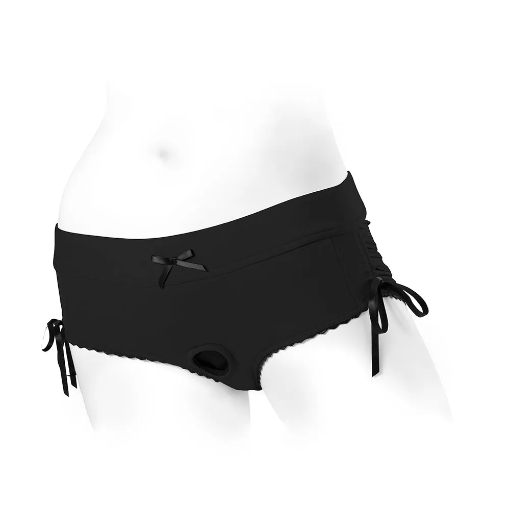 SpareParts Sasha Cinch Booty Short Harness Black Size 2XL