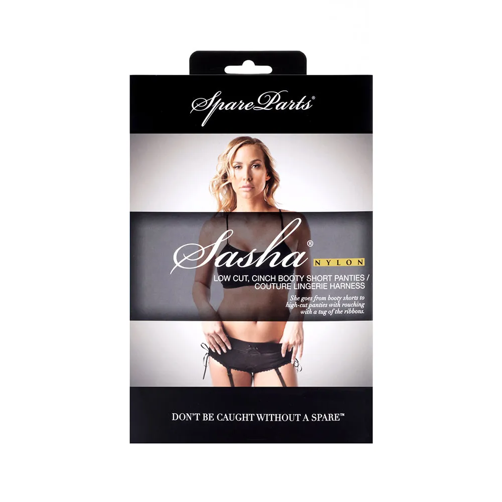 SpareParts Sasha Cinch Booty Short Harness Black Size M