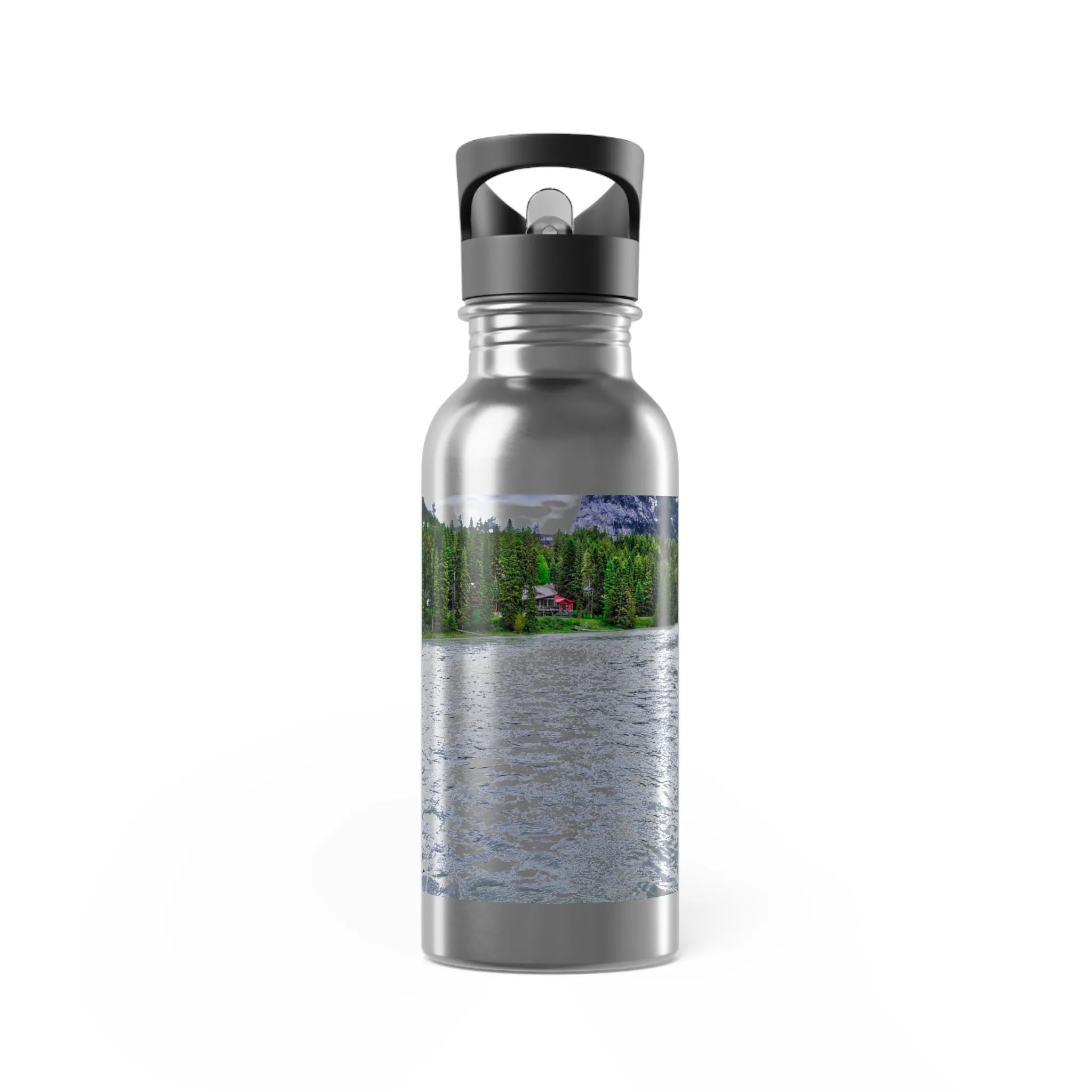 Stainless Steel Water Bottle With Straw, 20oz - Bow River Banff HDR