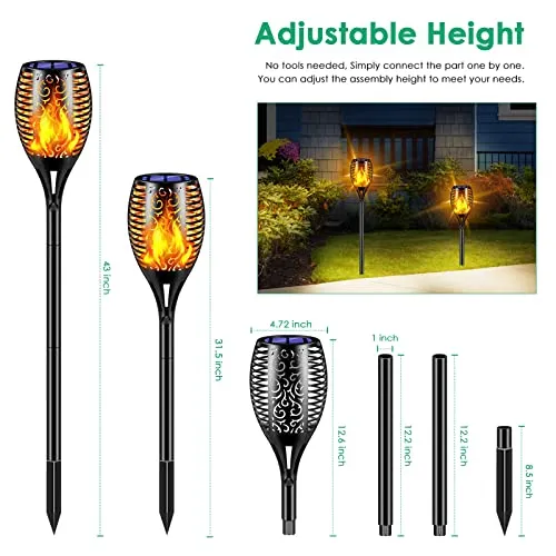 TomCare Solar Outdoor Lights 99 LED Higher & Larger Flickering Flame Solar Torch Lights 43" Waterproof Outdoor Lighting Solar Powered Pathway Lights Christmas Decorations for Garden Patio Yard, 4Pack