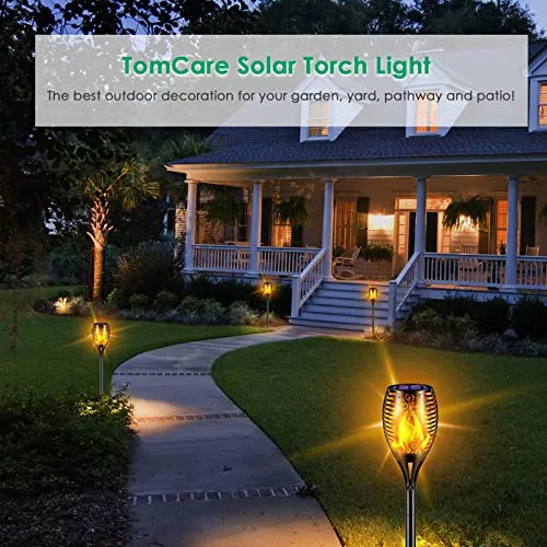 TomCare Solar Outdoor Lights 99 LED Higher & Larger Flickering Flame Solar Torch Lights 43" Waterproof Outdoor Lighting Solar Powered Pathway Lights Christmas Decorations for Garden Patio Yard, 4Pack