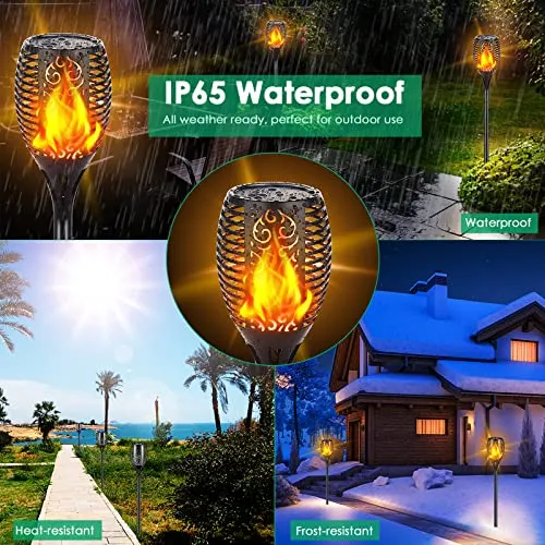 TomCare Solar Outdoor Lights 99 LED Higher & Larger Flickering Flame Solar Torch Lights 43" Waterproof Outdoor Lighting Solar Powered Pathway Lights Christmas Decorations for Garden Patio Yard, 4Pack