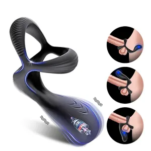 Vibrating Prostate Massager with Cock Rings Vibrator Penis Delay Ejaculation Cockring for Male